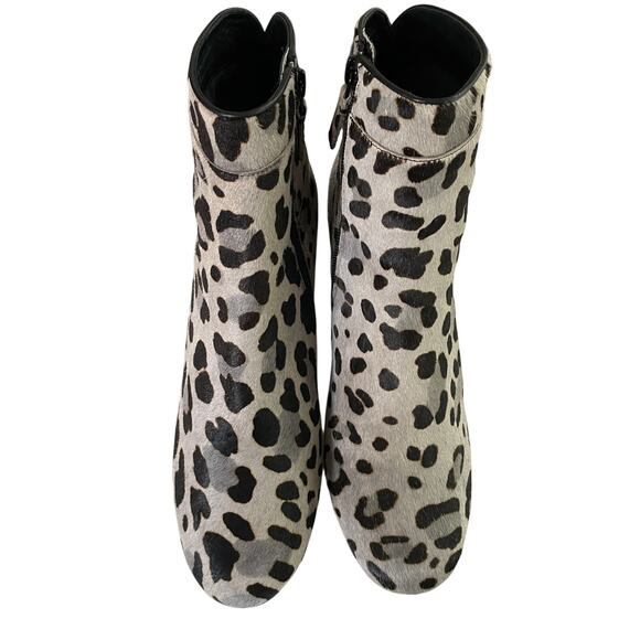 Cole Haan Booties Animal Print Leather Fur Mob Wife Stacked Heel Size 8.5 - Picture 6 of 10